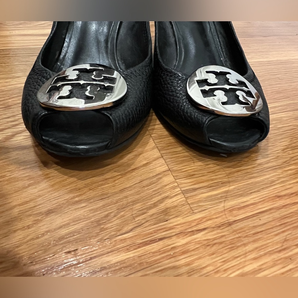 TORY BURCH Peep Toe Pump Sally 2 Leather Wedge - Picture 15 of 15